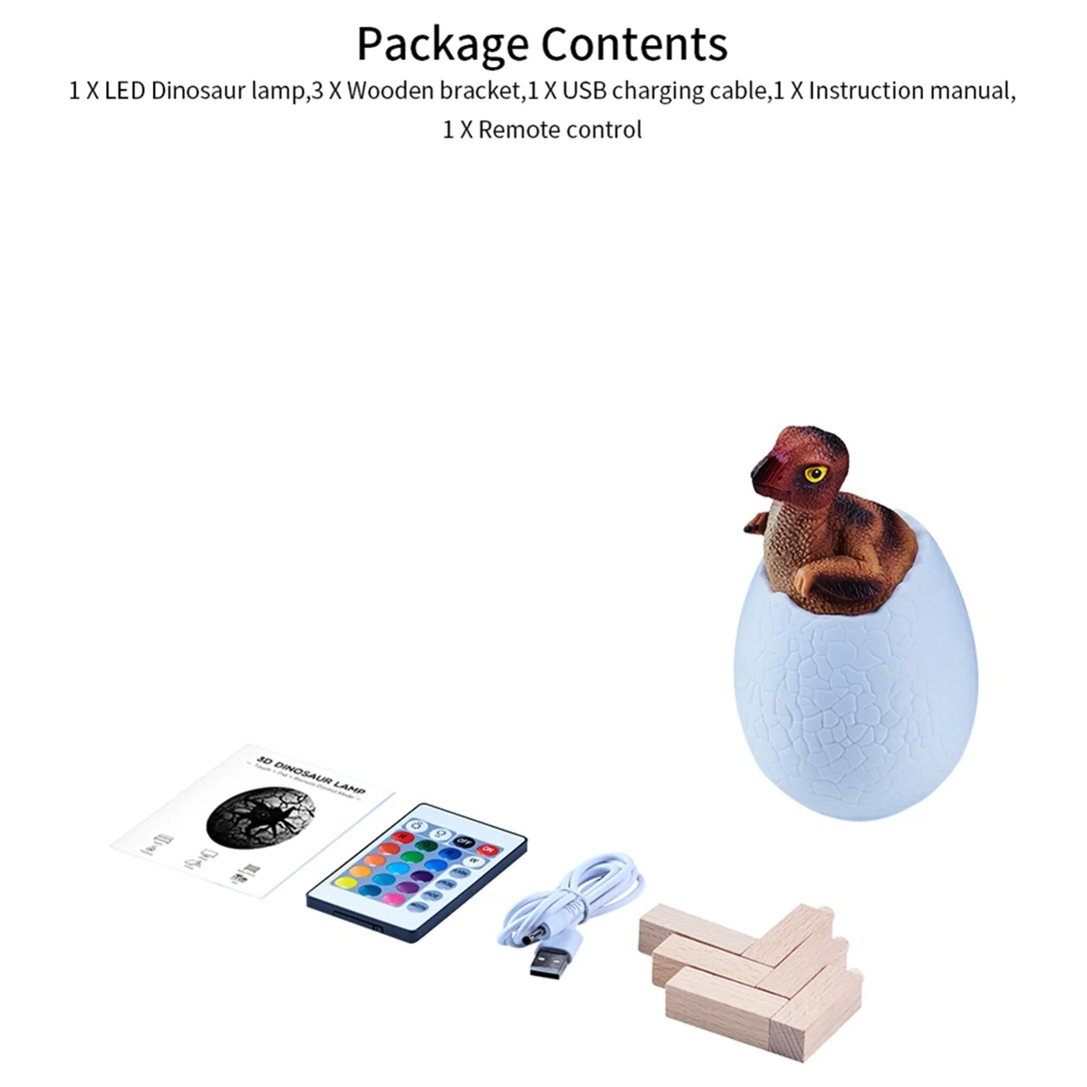 

3D Night Light Oviraptor Egg Desk Lamp 16 Color Touch Remote Control Cartoon Table Lamps for Kid Home Decor