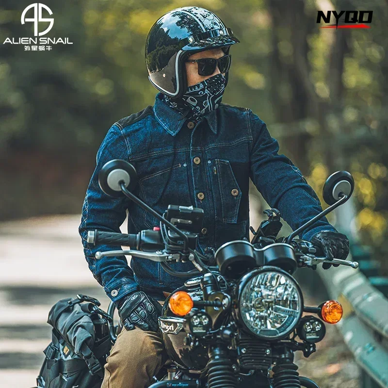 Retro Motorcycle Jackets Suit Moto Riding Denim Suits Male Triumph Spring Autumn Anti Drop Clothing Female Fall Protection