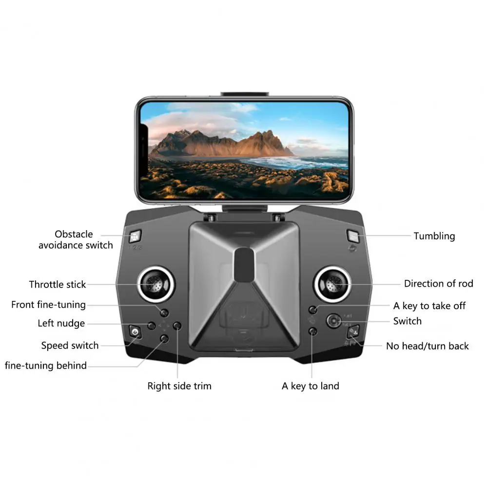 Remote Control Plane 1 Set User-friendly Phone Control 2 Colors  Foldable RC Photography Drone with 4K Dual Cameras for Student