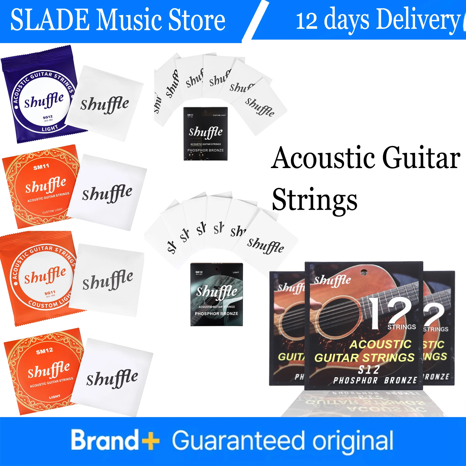 Shuffle 30 set di corde per chitarra acustica in bronzo fosforoso con rivestimento in PU corde per chitarra acustica accessori per chitarra folk