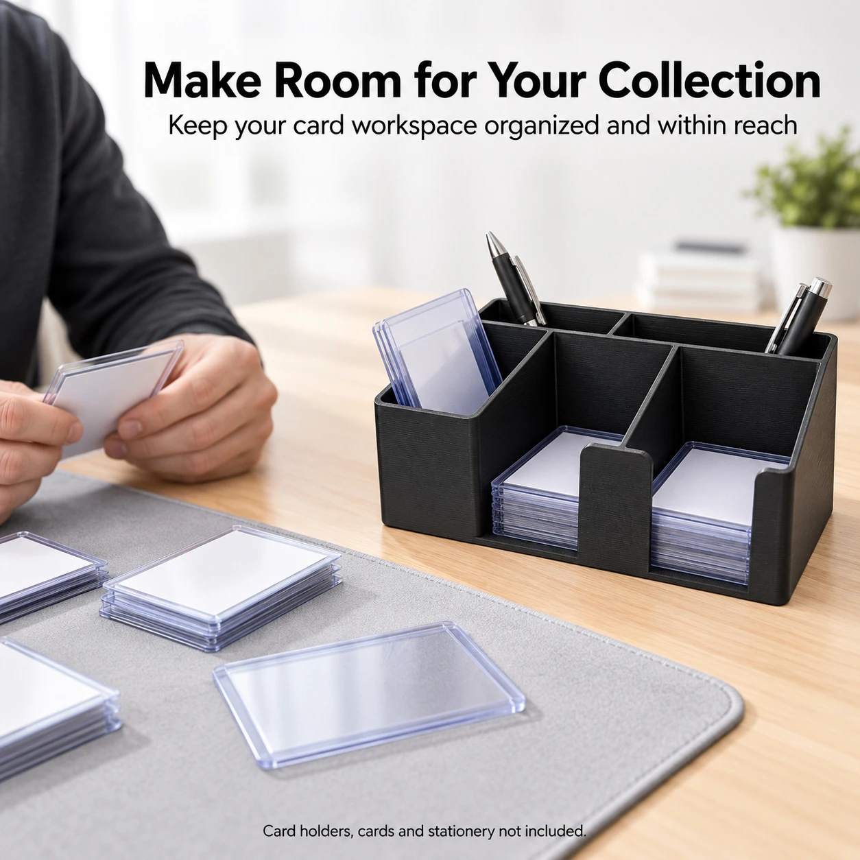 Toploader Dispenser & Penny Sleeve Holder - Dual Compartment Holds 300 Penny Sleeves & up to 100 Top Loaders