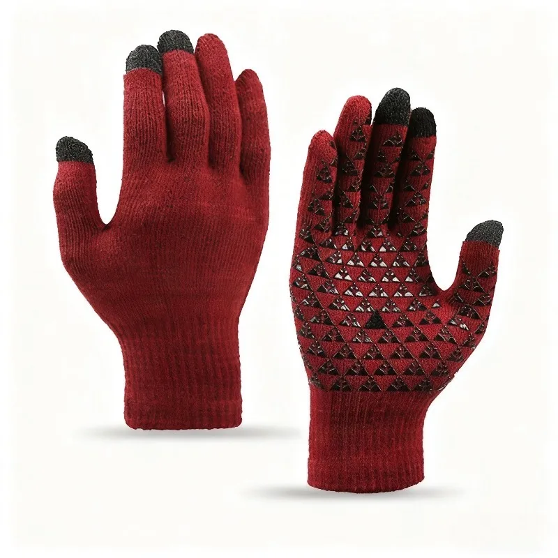 AliExpress NONE Winter Anti-Slip Warm Gloves - Unisex Thickened Thermal Lining Non-Slip Palm, for Men Women Skiing Cycling Hiking Chores ﻿