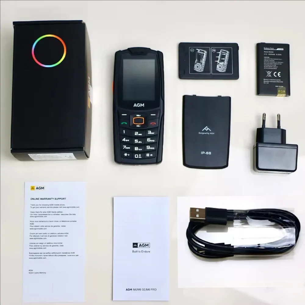 Russian Version AGM M6 IP68 Push-Button Phones 4G Unlocked Cellphone 2500mAh Rugged Telephone Dual SIM Feature Phone for Senior