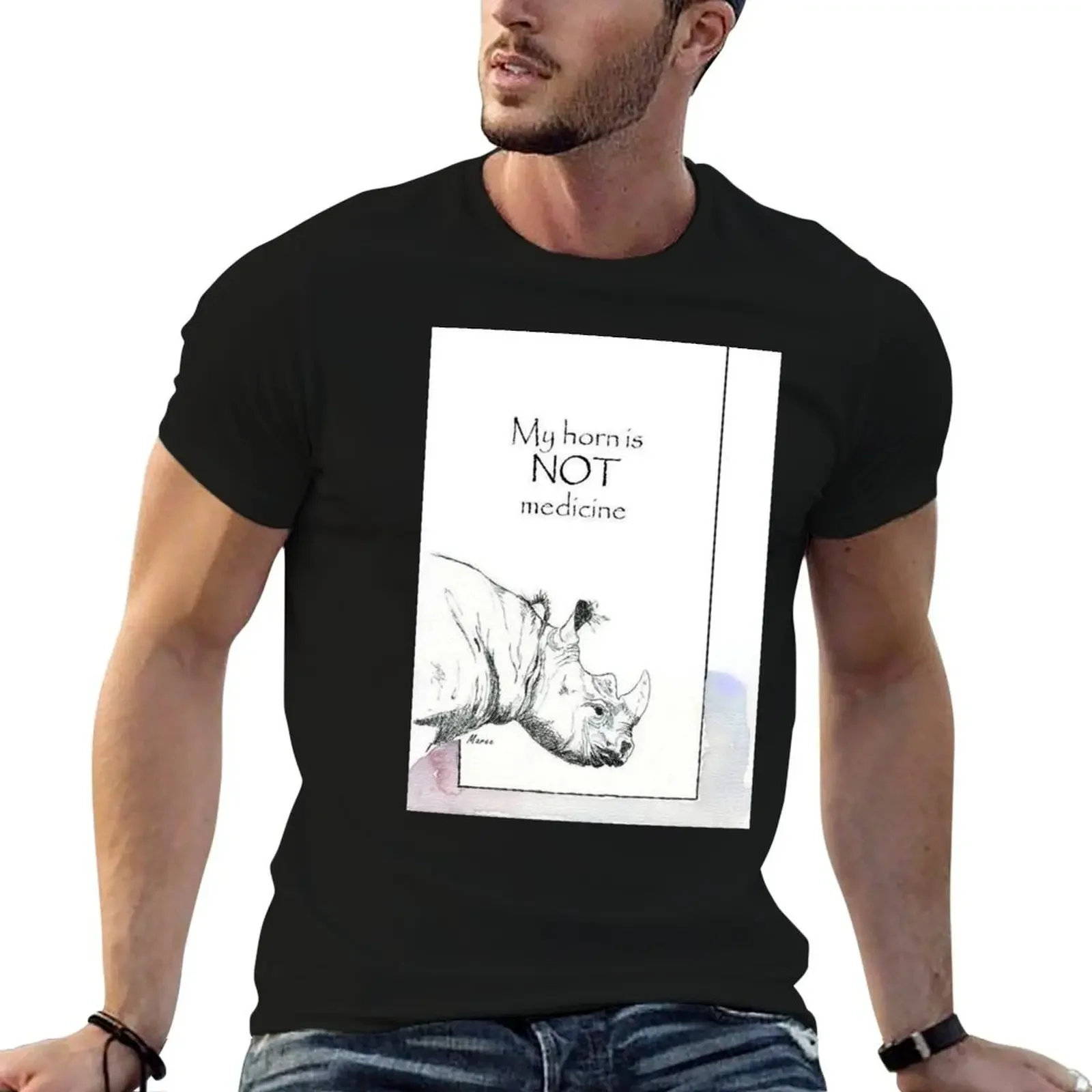 

Rhino horn myth T-Shirt T-shirts oversize blue archive mens graphic t-shirts hip hop