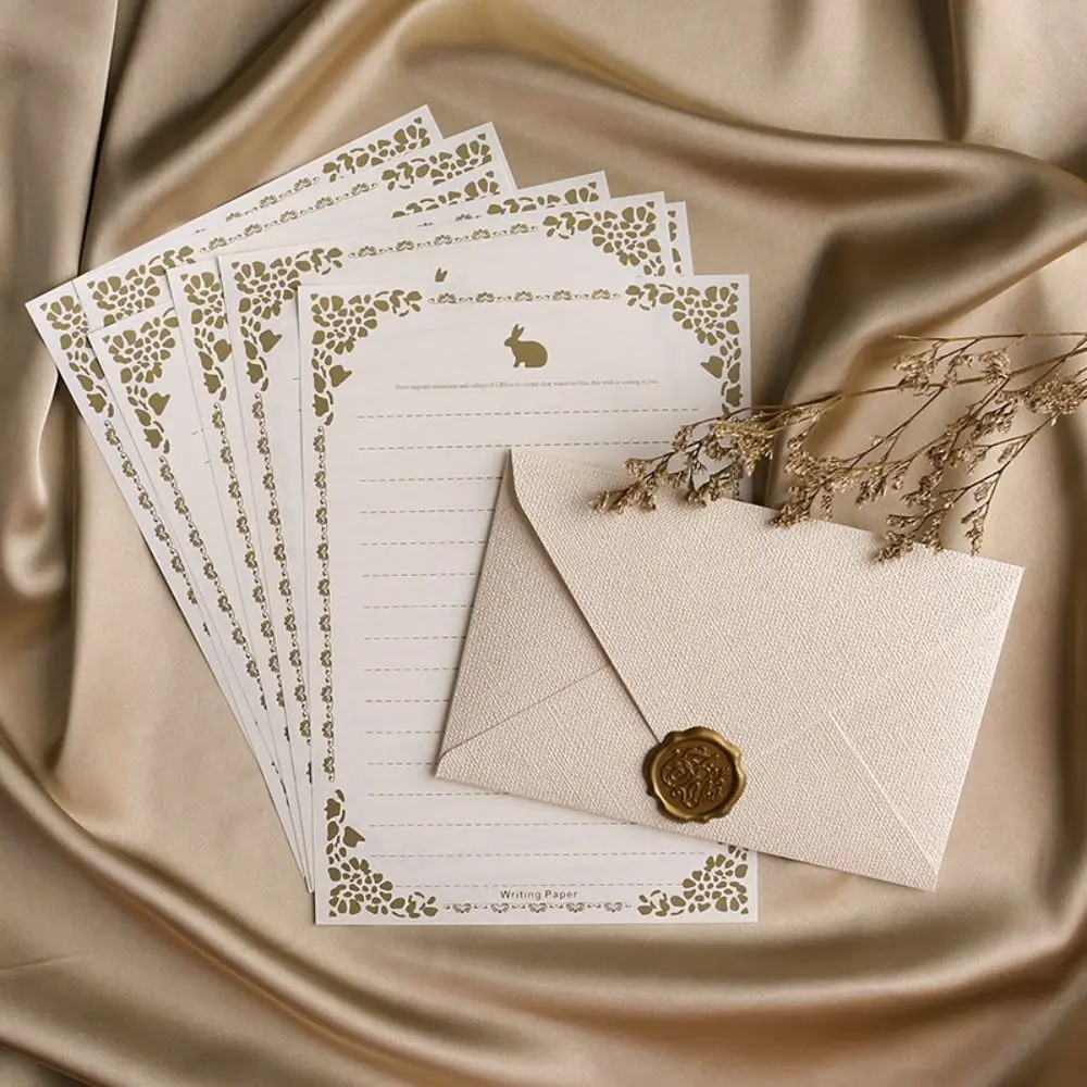 10Pcs Linen Texture Retro Envelope Invitation Card with Sealing Wax Sticker Blessing Thank Envelope Romantic Simple