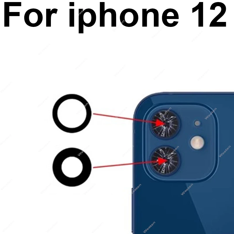 Rear Camera Lens Glass For iphone 11 12 13 14 15 Pro Max 12 13 Mini 14 15 Plus Back Camera Glass Lens with Adhesive Sticker Part