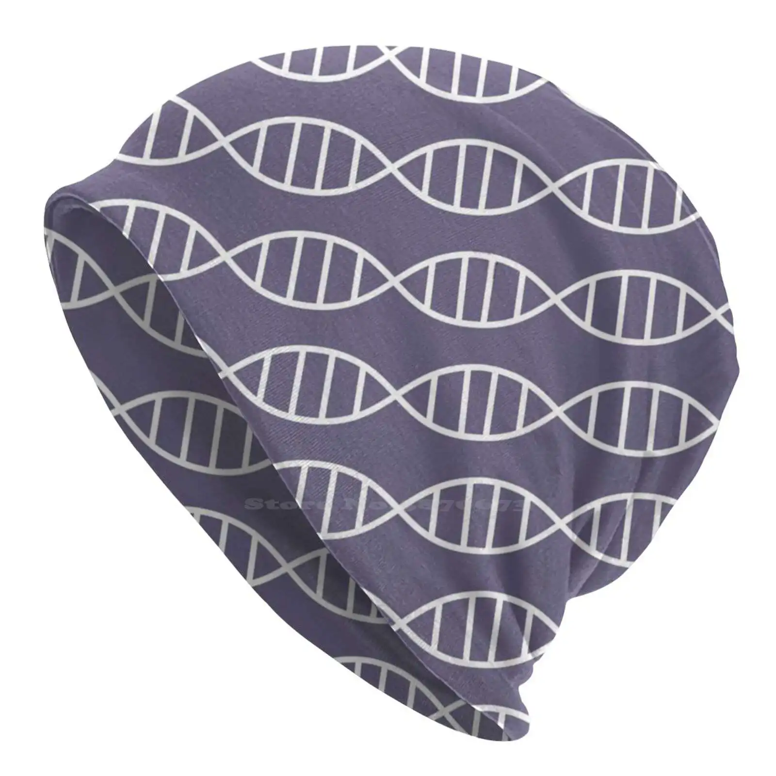 Dna Biotech Pattern Purple Knitted Hat Warm Beanie Outdoor Caps Pattern Deoxyribonucleic Acid Dna Genetics Genes Science