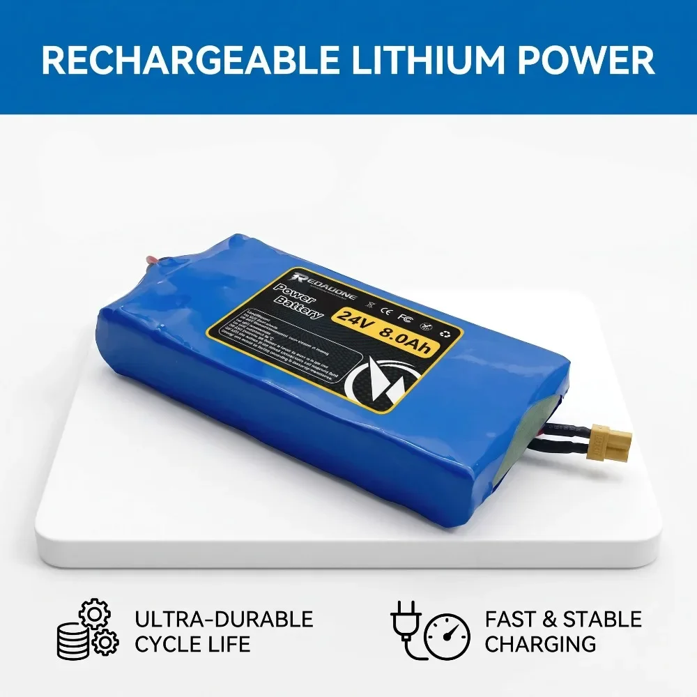 High Capacity 7S1P 25.2V 24V 8Ah 8000mAh 18650 Rechargeable Li-ion Pack with BMS for Monitor Soundbox CCTV Camera Smart Devices