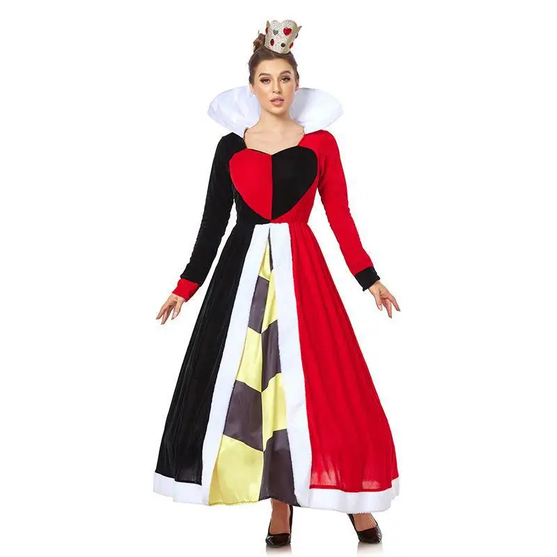 Loween Cosplay Alice no País das Maravilhas Rainha Vermelha Role-plang Roupas Femininas Tradicional Étnicas Desempenho de Palco Dre...