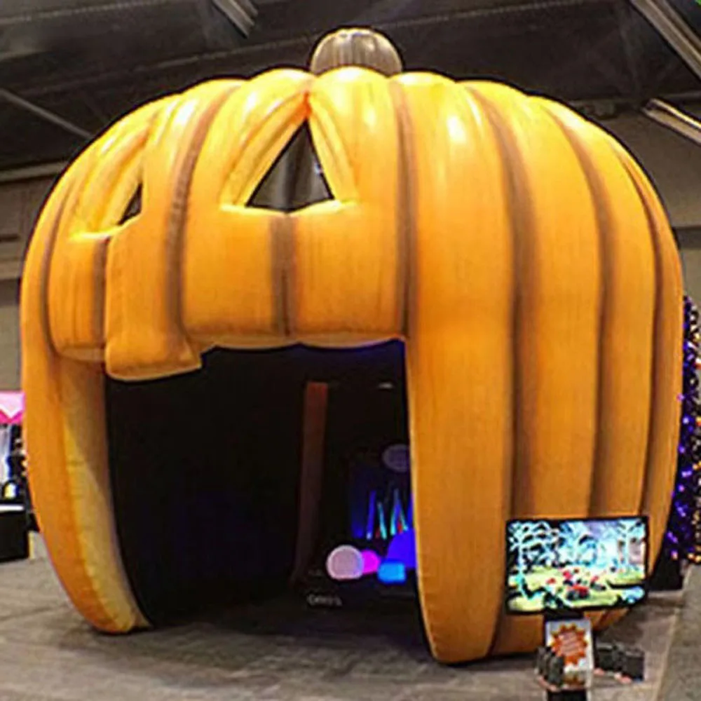 Duivel Glimlach Opblaasbare Pompoen Tent Kunstmatige Pompoenen Boog Tunnel Voor Halloween Decoratie Outdoor Evenement