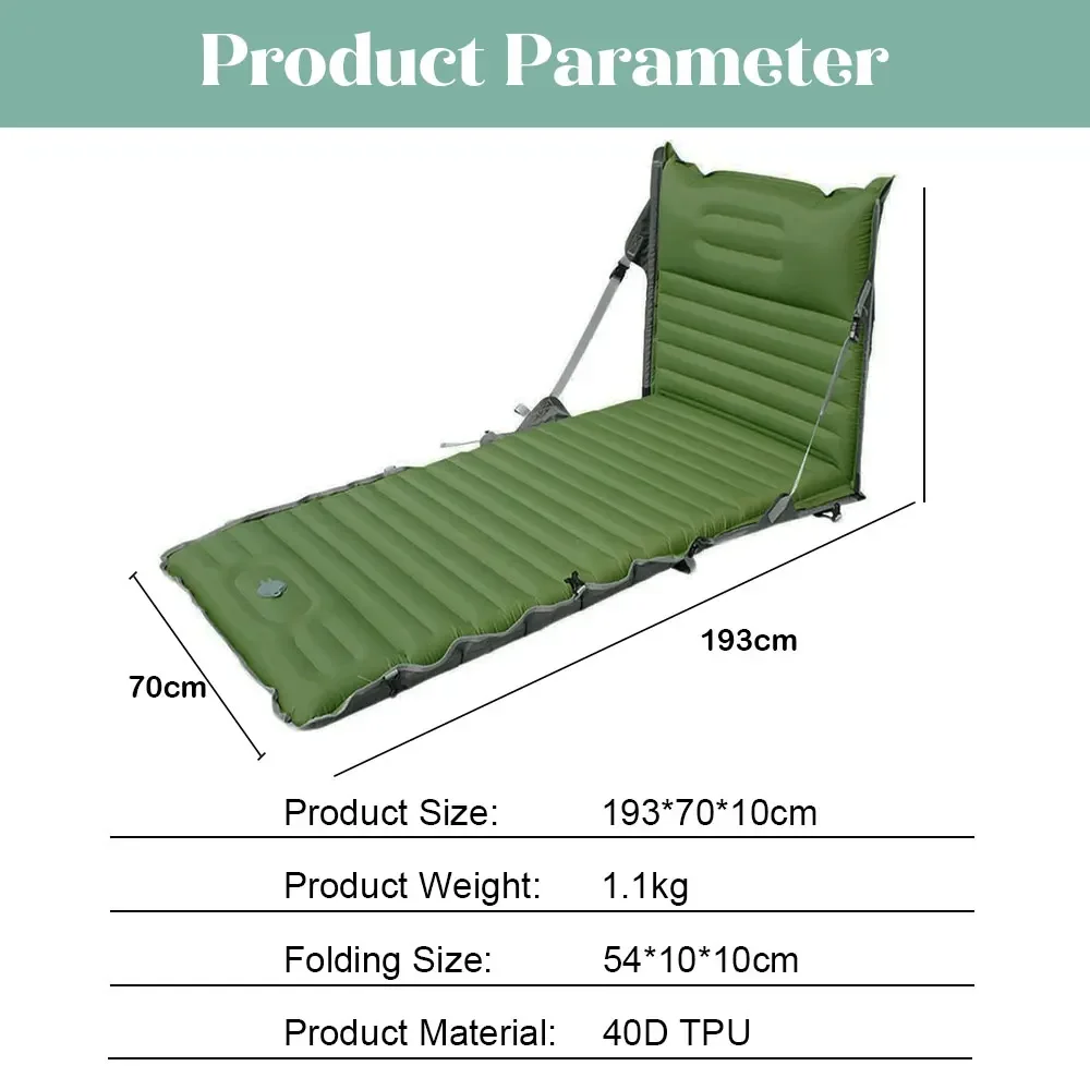 Una venta caliente, versión extendida portátil, silla plegable inflable, estera para dormir, silla de playa inflable