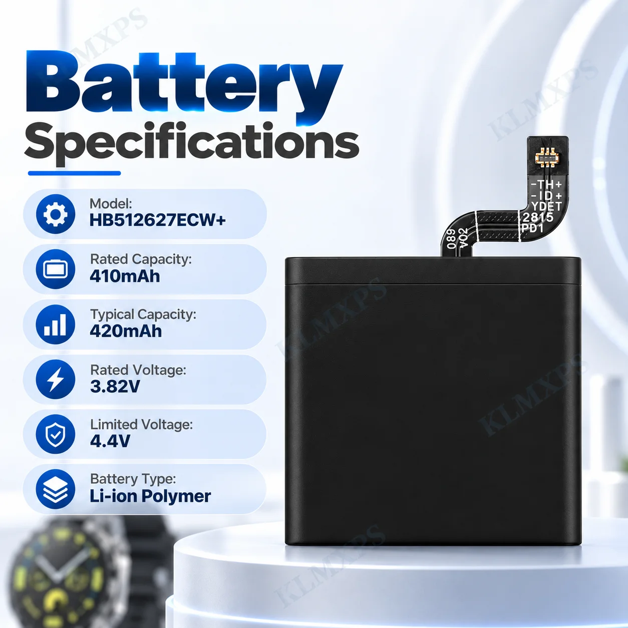 HB512627ECW+ 420mAh Li Polymer Battery Replacement for Huawei  Watch GT 46mm Rechargeable Battery Repair Part with Tool