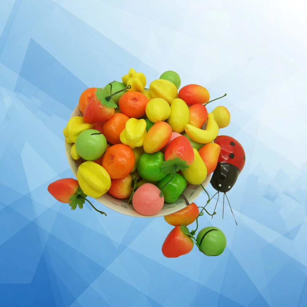 

50pcs Fruits Decor Mini Artificial Fruits Decor Simulation Photo Props Teaching Model Fake Fruit nament HomeDecoration