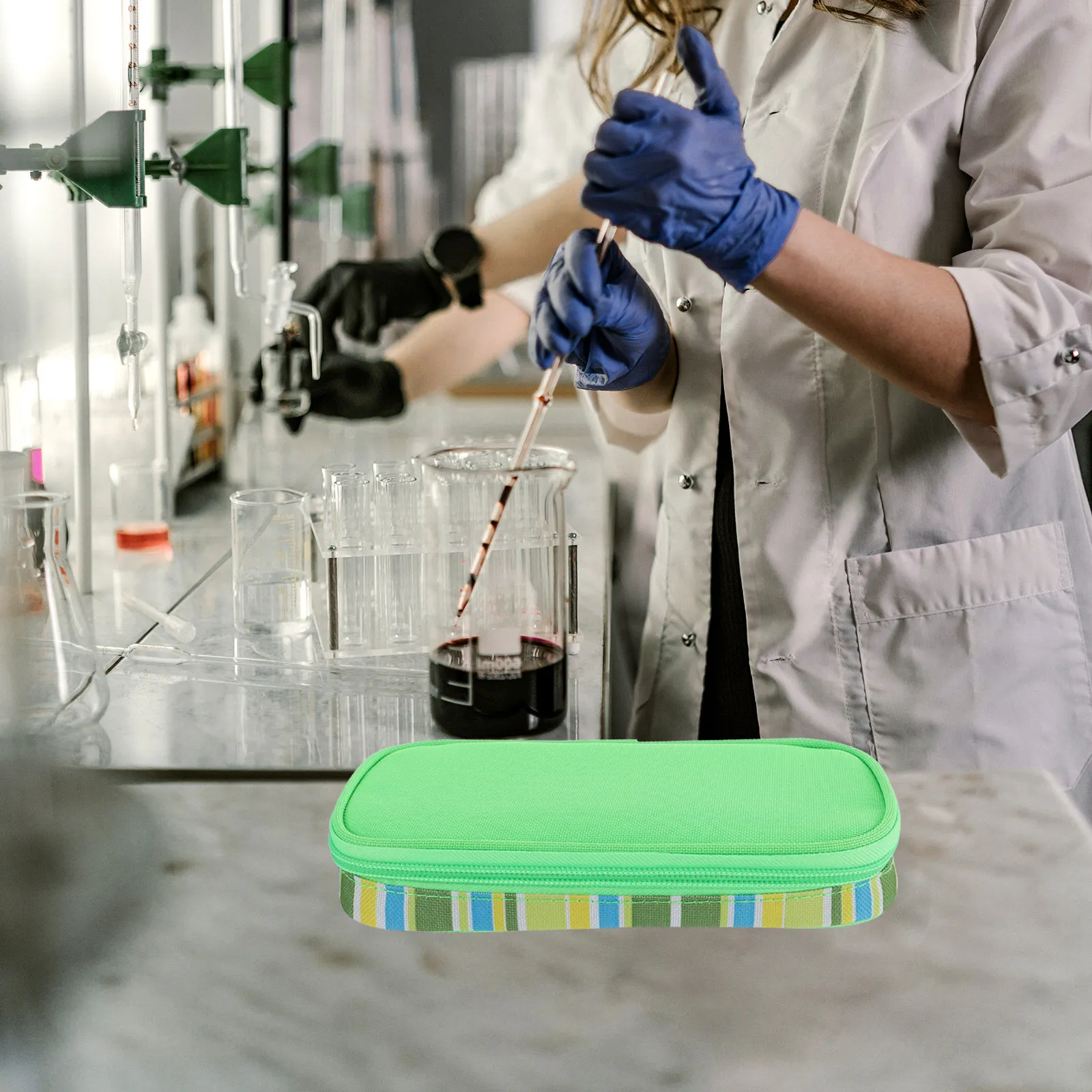 Estuche de viaje para medicamentos, bolsa térmica aislante, funda aislante, color verde, portátil, con aislamiento térmico.