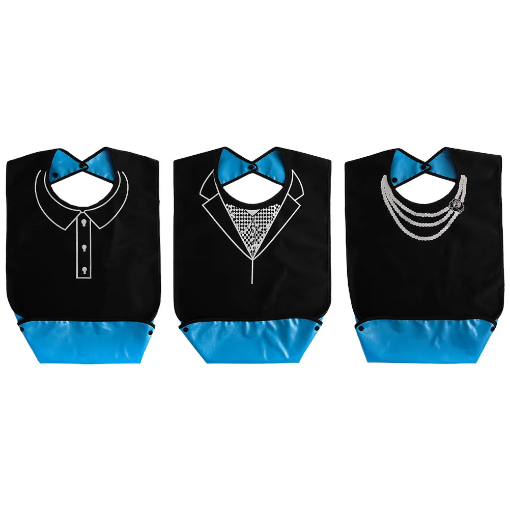 

3 Pcs Adult Bib Dining Bibs for Elderly Eating Oversized The Black Cloth Diners Man