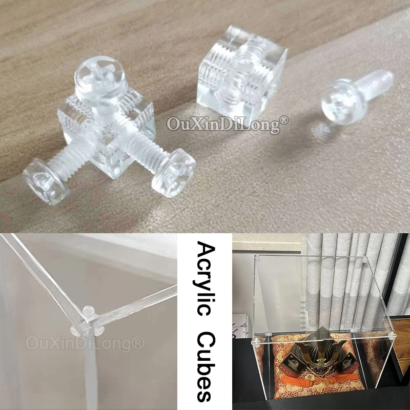 

1200PCS 10X10X10mm Acrylic Six Sides Fixed Block Cube Corner Braces Chassis Components for Electric Stoves Square Dishes+Screws