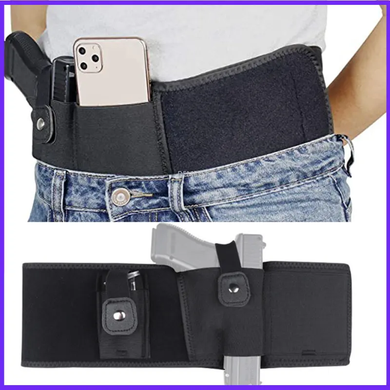 

Concealed Carry Belly Band Holster FIT for Glock 17 - 43 Ruger S&W M&P 40 Shield Running, Jogging, Hiking Pistol Holsters