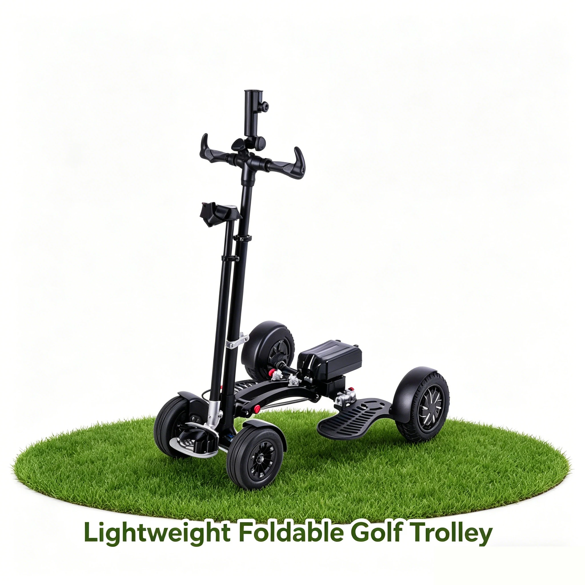 New Aluminum Alloy 4 Wheel Electric Golf Trolley, Lightweight Foldable Golf Cart Bag Scooter, Pro Push Pull Caddy Transporter