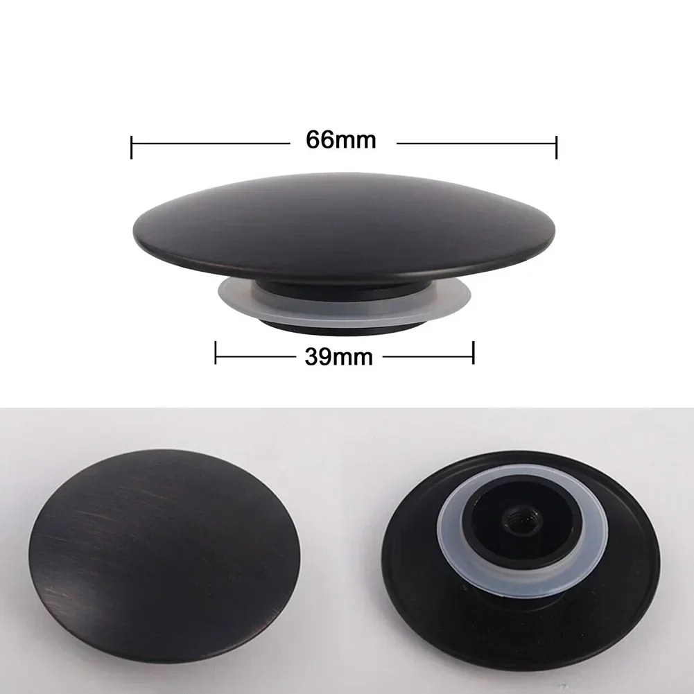 1pc Sink Drain Plug New 66mm PopUp Cap Matte Black Basin Waste Up Bathroom Sink Push Button Click Clack Plug Filter Plug Parts