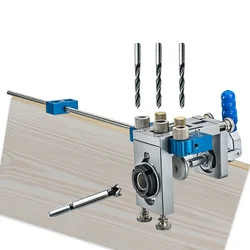 3 In One Dowel Jig 8mm 10mm 15mm Quick Replacement Extension Drill Guide Locator for Wood Board Splicing Woodworking Tools Kit