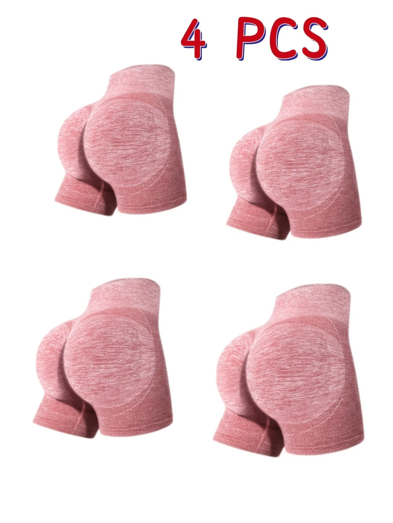 Paquete de 4 Shorts de Yoga de Cintura Alta para Mujer, Corte Tipo Bikini Sin Costuras, Control Abdominal y Levanta Glúteos, Sin Opresión