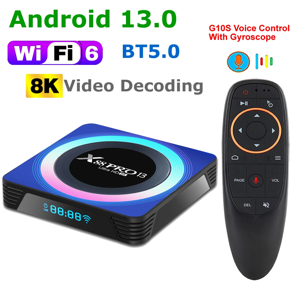 

X88 Pro 13 Android 13.0 TV Box Rockchip RK3528 4GB 128GB 64GB 32GB Set Top Box 8K Video Decoding USB3.0 Wifi6 BT5.0 Media Player