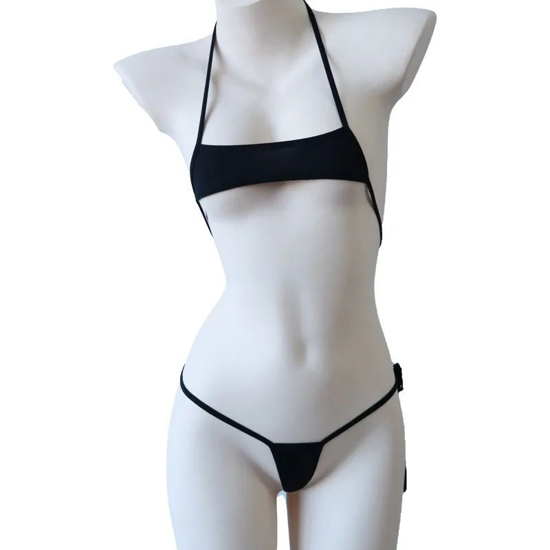 Sexy Lingerie Women's Bikini Exotic Sets Black Tight Swimsuit Thong Set Thin Lace Up Transparent Bikinis Sets Spring Summer