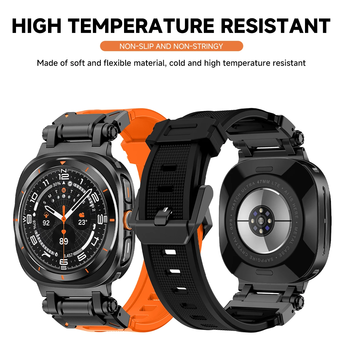 Case+Strap for Samsung Galaxy Watch 7 Ultra Sport Silicone Band Bracelet PC Case Protective Cover for Galaxy Watch 7 Ultra 47mm