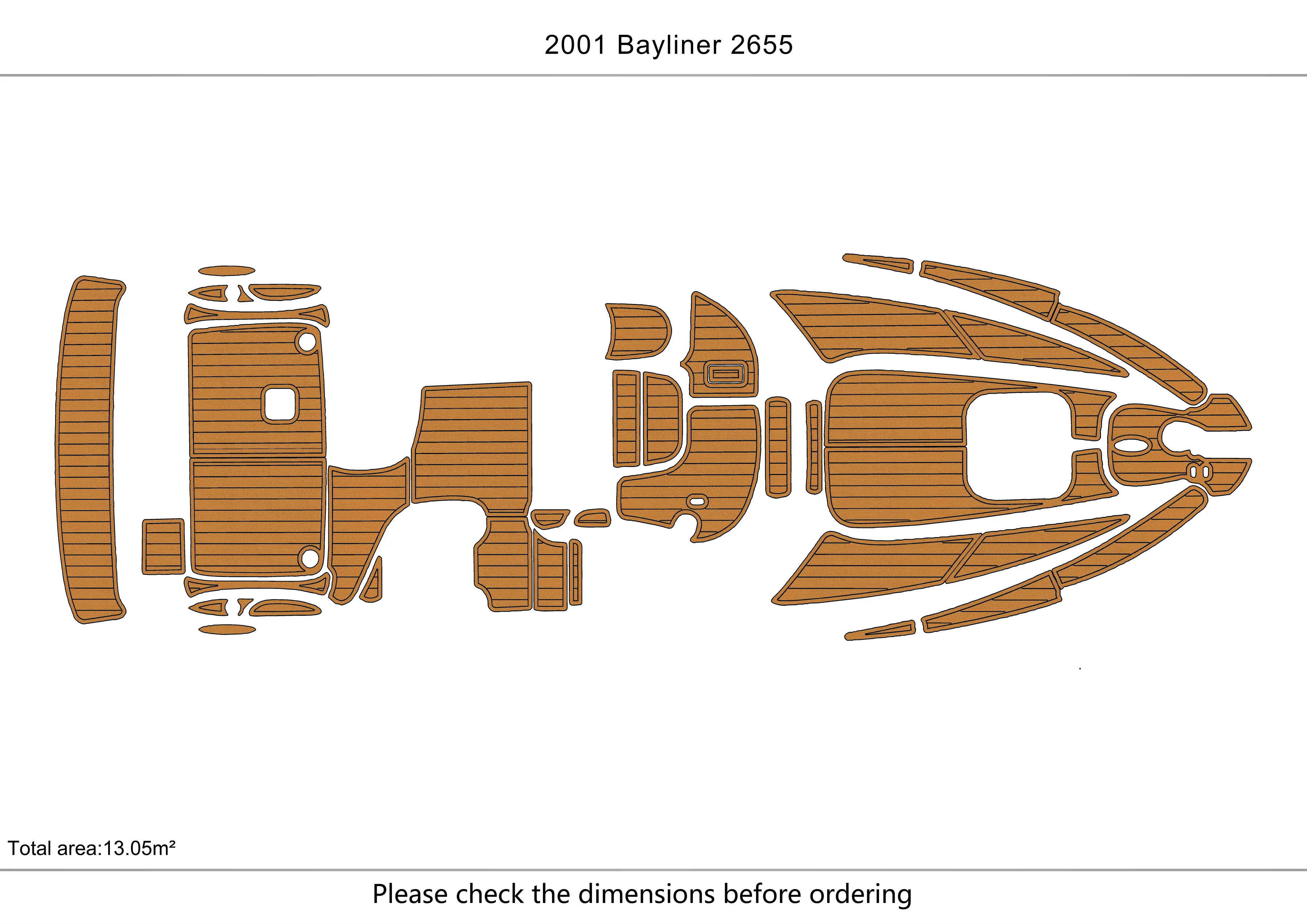 Eva foam Fuax teak seadek marine floor For 1997-2002 Bayliner 2655 Cockpit Swim platform bow 1/4