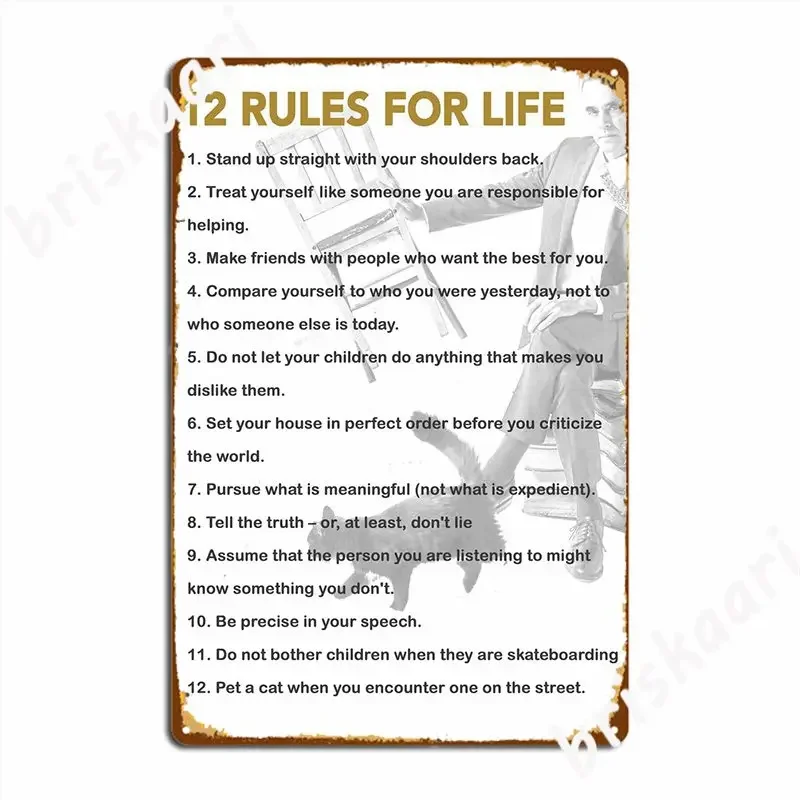 Jordan Peterson 12 Rules Metal Plaque Poster Wall Mural Club Bar Wall Plaque Customize Tin Sign Poster