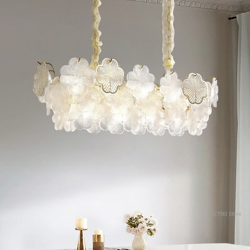 

French cream style restaurant chandelier, dining table, bar counter, modern minimalist light