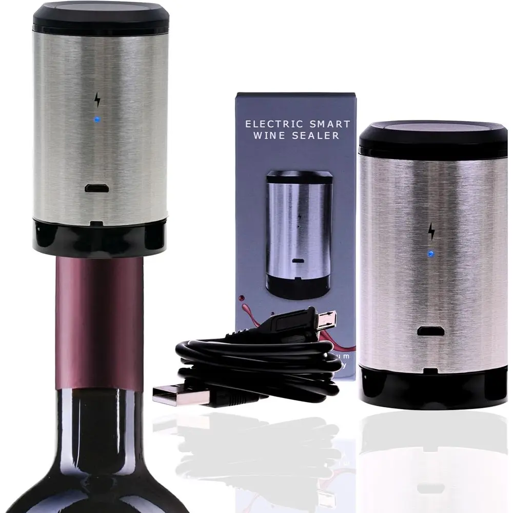 

Автоматический вакуумный насос-запайщик с многоразовой пробкой, перезаряжаемый USB-C, для сохранения свежести вина