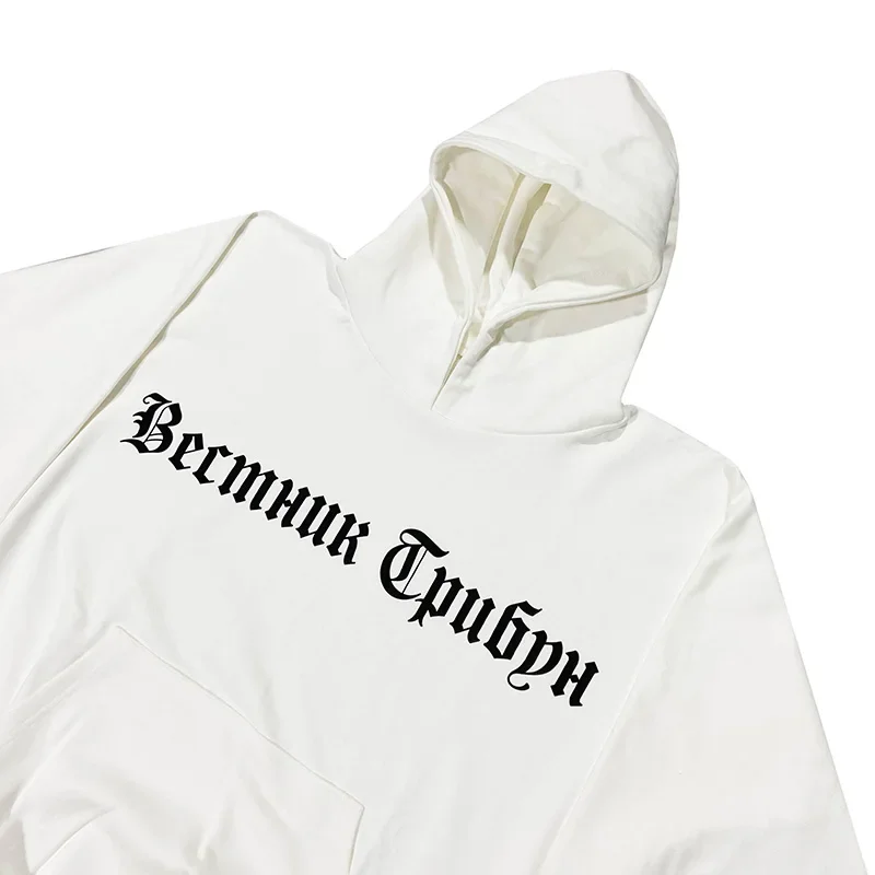 Black White Casual Fashion Couple YZY Kanye West Pullovers Hooded Men Women Best Quality Russian Print Vultures Hoodie