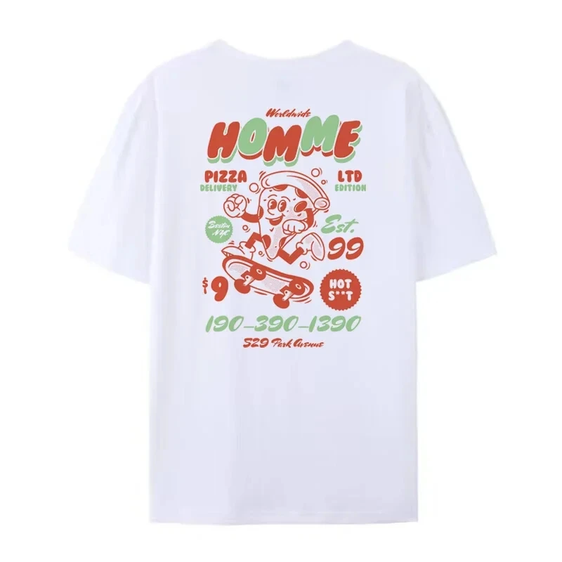 Damska Oversized hiphopowy sweter bawełniana koszulka z nadrukiem zabawna Pizza koszulka 90s Retro słodkie koszulki dla smakoszy Unisex stylowe topy