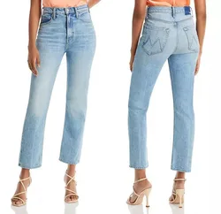 New Women Stretch Slim Fit Ligh Blue High Quality Jeans High Waist Casual Lady Female Straight Denim Pants