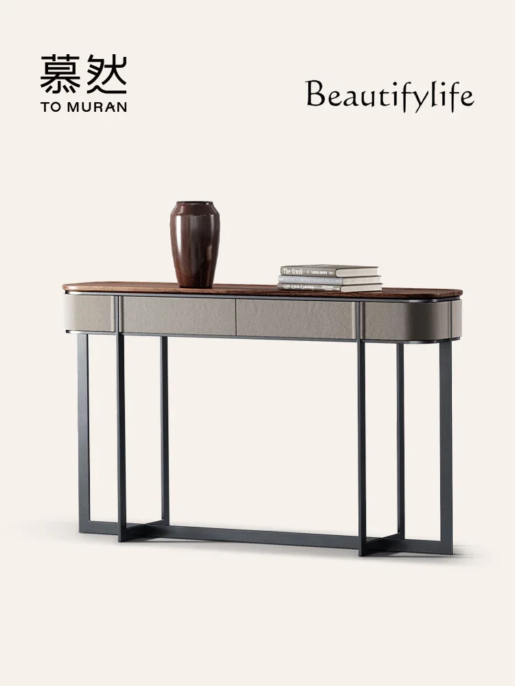 

BJ The Entrance Door Of The Light Luxury Entrance Cabinet Is Facing The Artistic Walnut Solid Wood Entrance Table Designer High