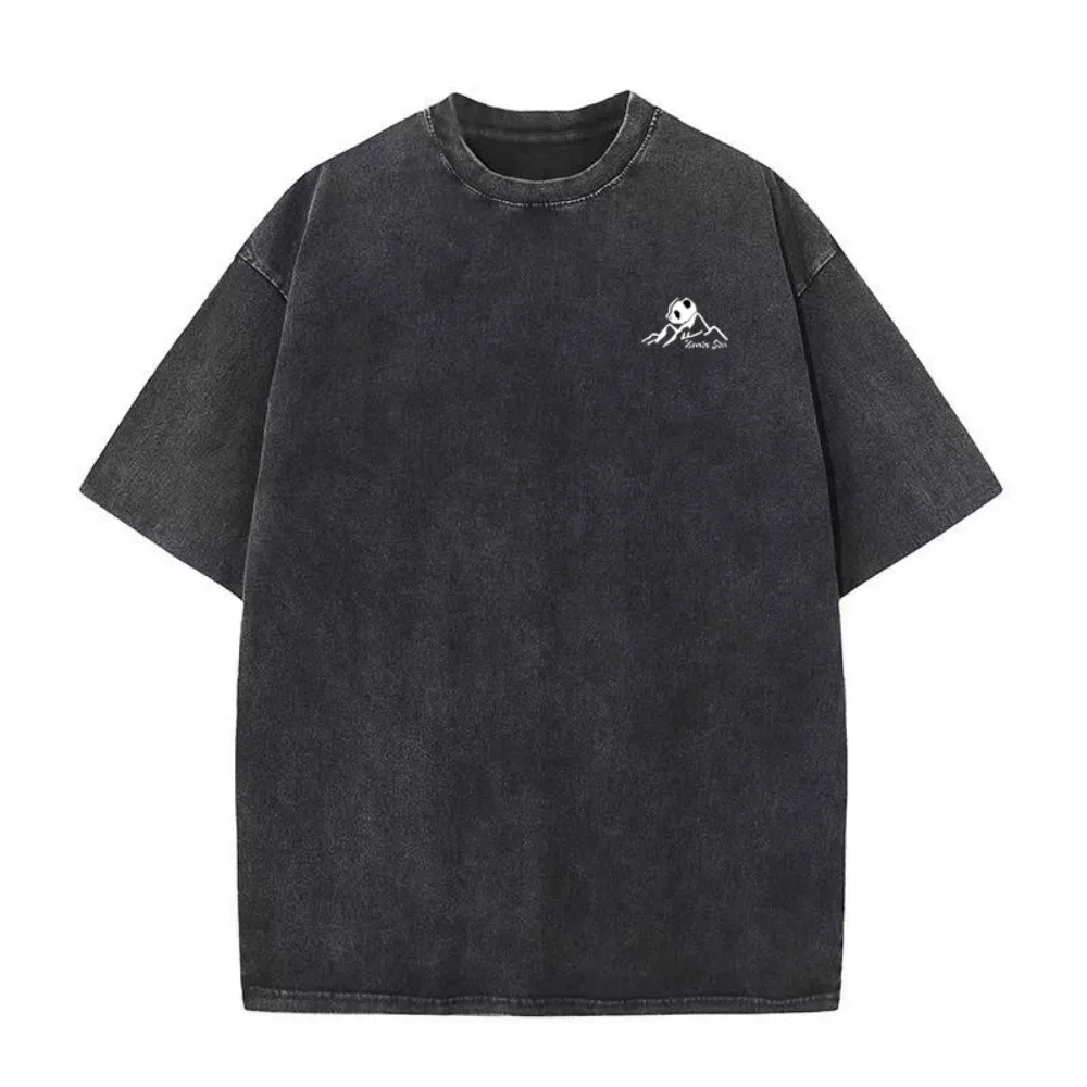 New Men's Retro Casual T-Shirt - Street Style Cotton Short-Sleeved Acid-Washed Shirt - Daily Commuting Couple T-Shirt