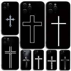 Bible Jesus Christian Cross Simple Phone Case For Apple iPhone 15,14,13,12,11,Pro,X,XS,Max,XR,Plus,Mini Soft Black Cover