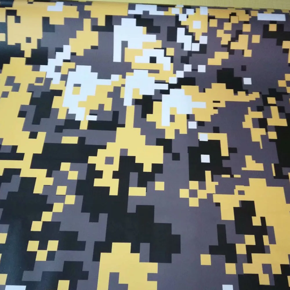 New arrival Car Styling Black yellow digital Camouflage vinyl Matt Black yellow digital Camo sticker for car wrappping image 3