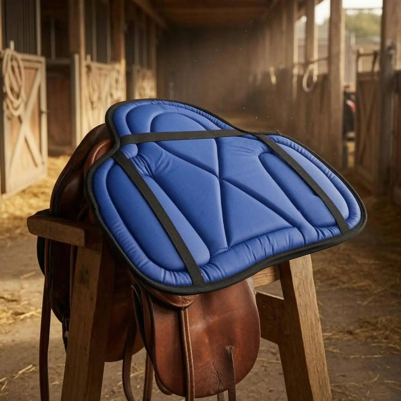 Cushioned Riding Saddle Pad Quilted Shock Absorbing Horse Blanket for Horse Saddle and Outdoor Riding