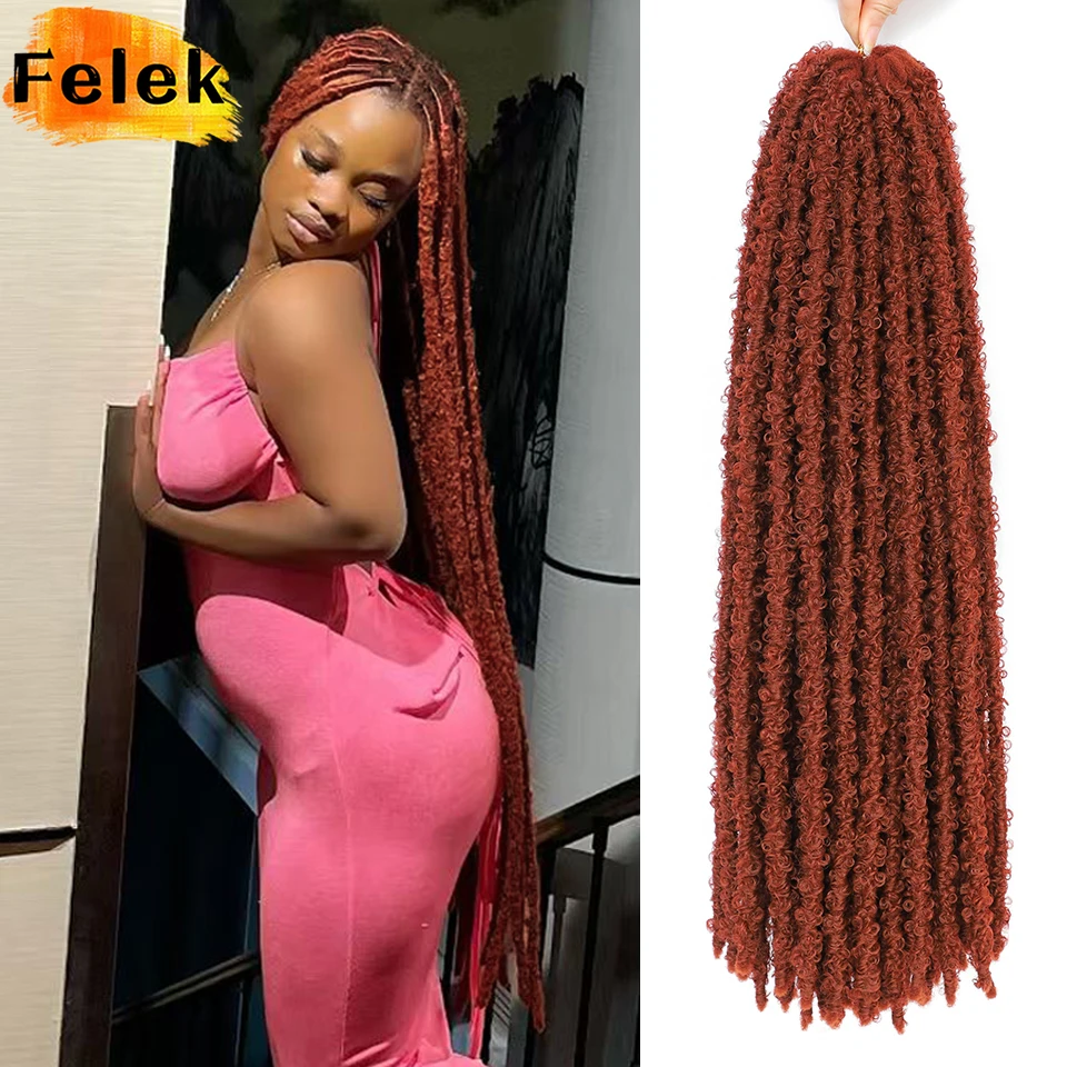 Synthetic Pre Looped Distressed Braids Hair 24 36 Inch Butterfly Locs Crochet Braids Extensions For Afro Women Black Faux Locks