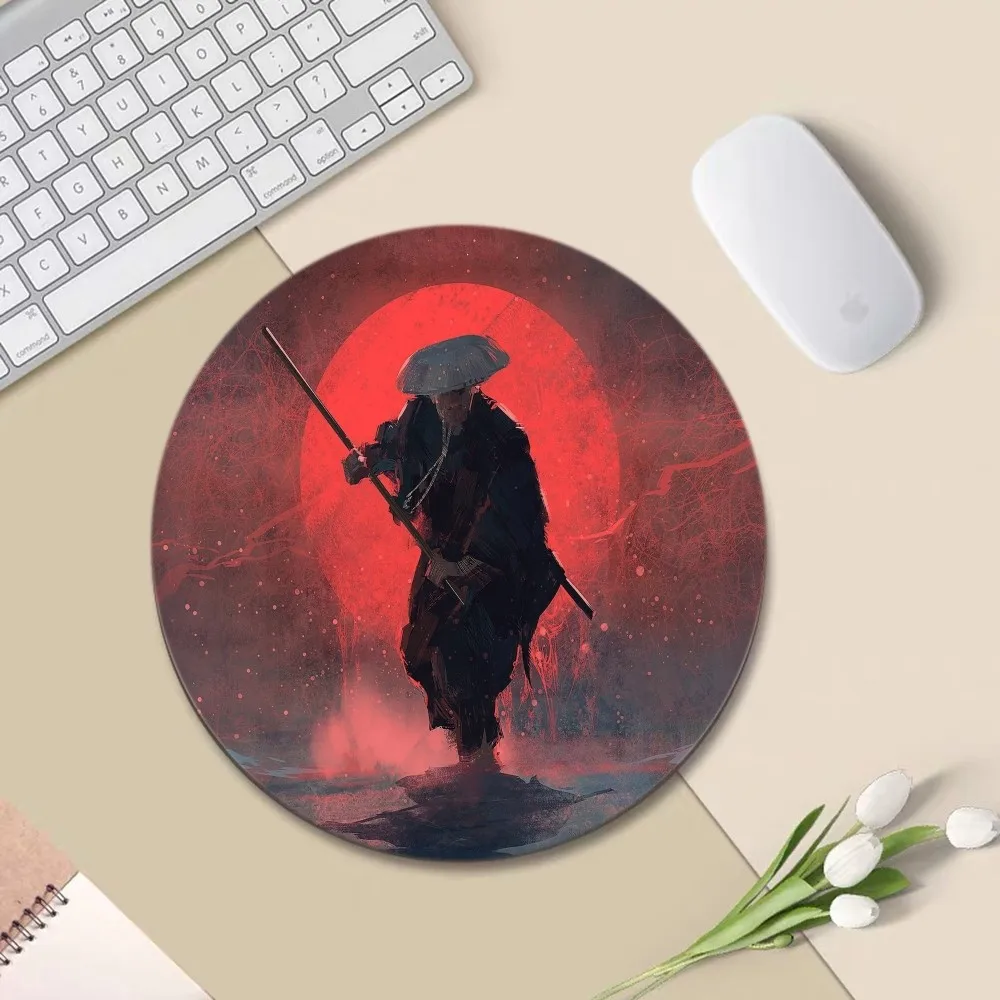 Moon Samurai Mousepad Animation Round Big Promotion Table Mat Student Mousepad Computer Keyboard Pad Games Pad for PC Gamer