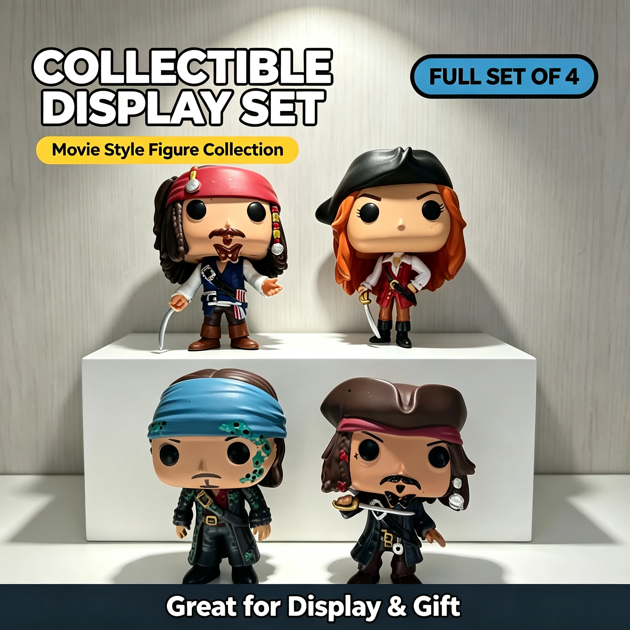 Figuras POP de los Piratas del Caribe, 4 personajes, modelo de acción de Jack Sparrow, artículo de colección, decoración para escritorio, juguetes, disponible en stock.