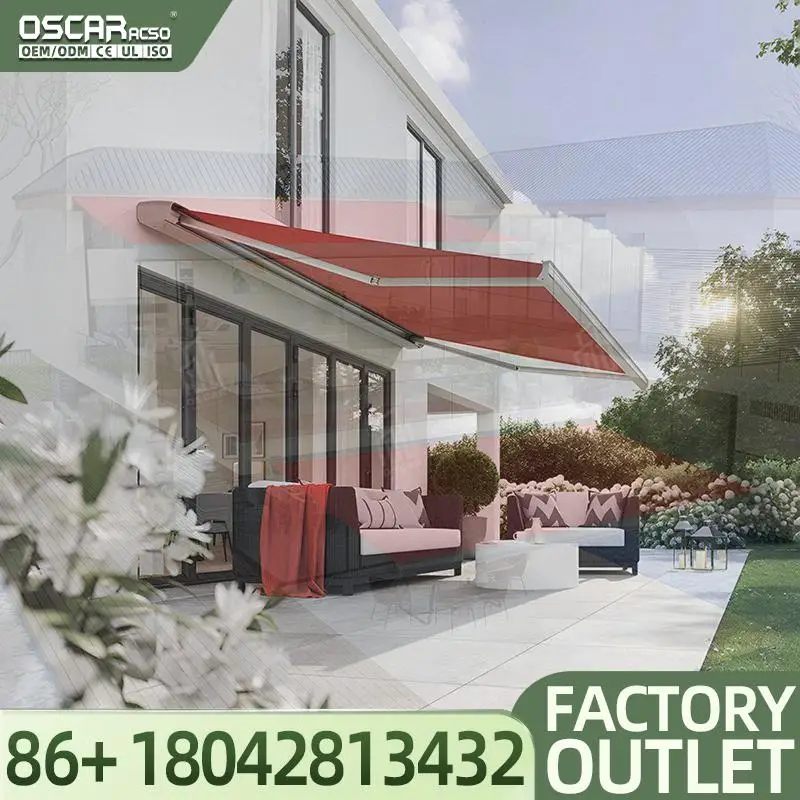 

Полностью автоматический выдвижной навес-штора из алюминия с защитой от дождя для патио и балкона