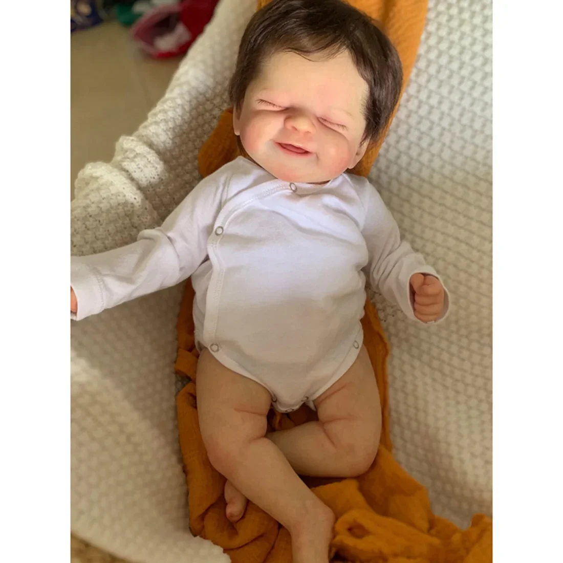 Bebe Alisha Already Finished Reborn Baby Dolls Smiling Face  Real Life Newborn Sleeping Doll for Children Kids Toys Gifts