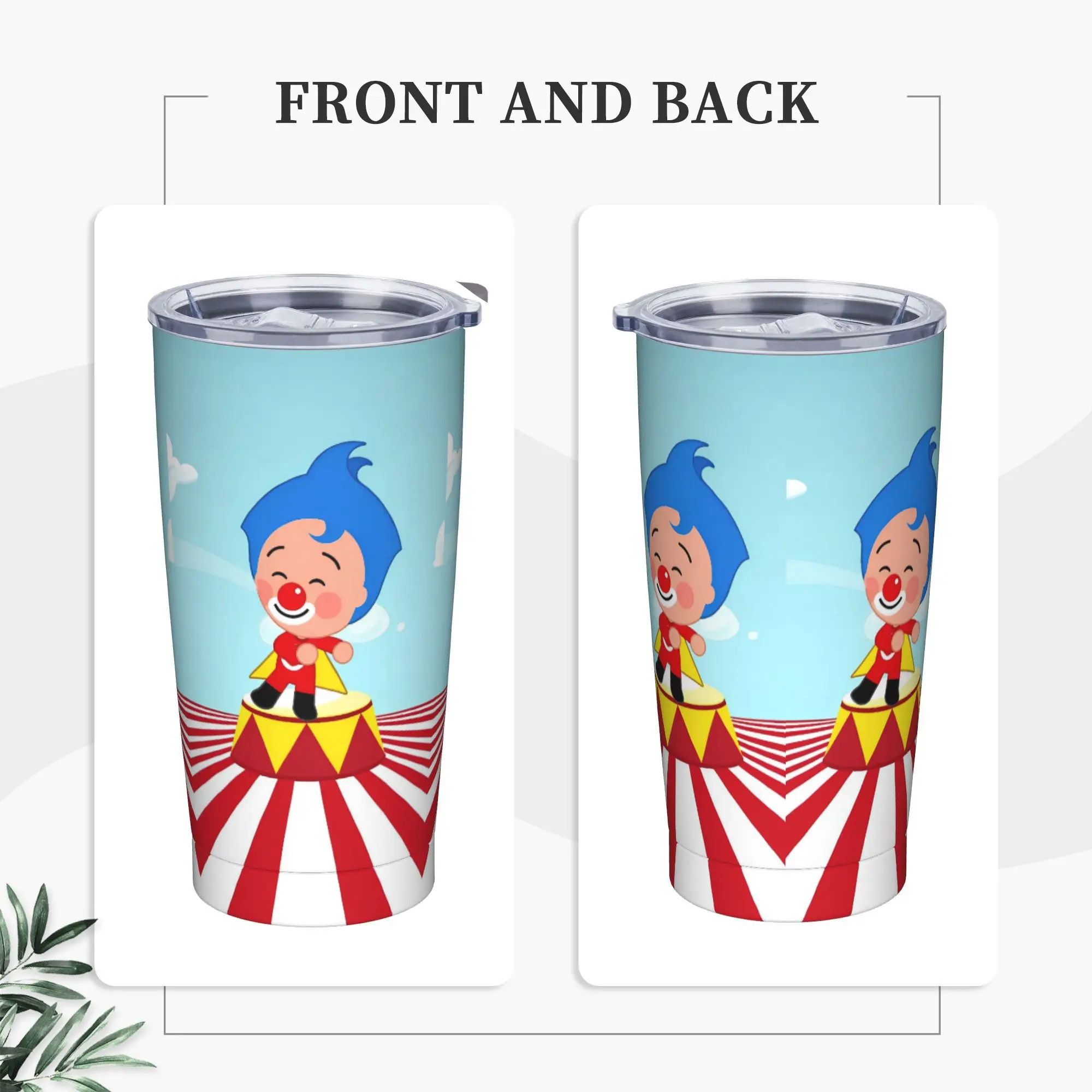 

Stainless Steel Tumbler Cute Cartoon P-Plim Mugs Cup With Straws Camping Hot Drinks Water Bottle Keep Heat Large Thermal Cups
