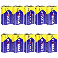 PKCELL 10PCS 9V 6F22 Super Heavy Duty Battery 6F22 Zinc Carbon Heavy Duty Batteries Perfect for Wireless Microphones