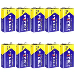 PKCELL 10PC 6F22 Battery PP3 9Volt Carbon Batteria Cell Leak-Proof Smoke Detector Batteries EN22 1604AU 6AM6 Zinc Carbon Battery