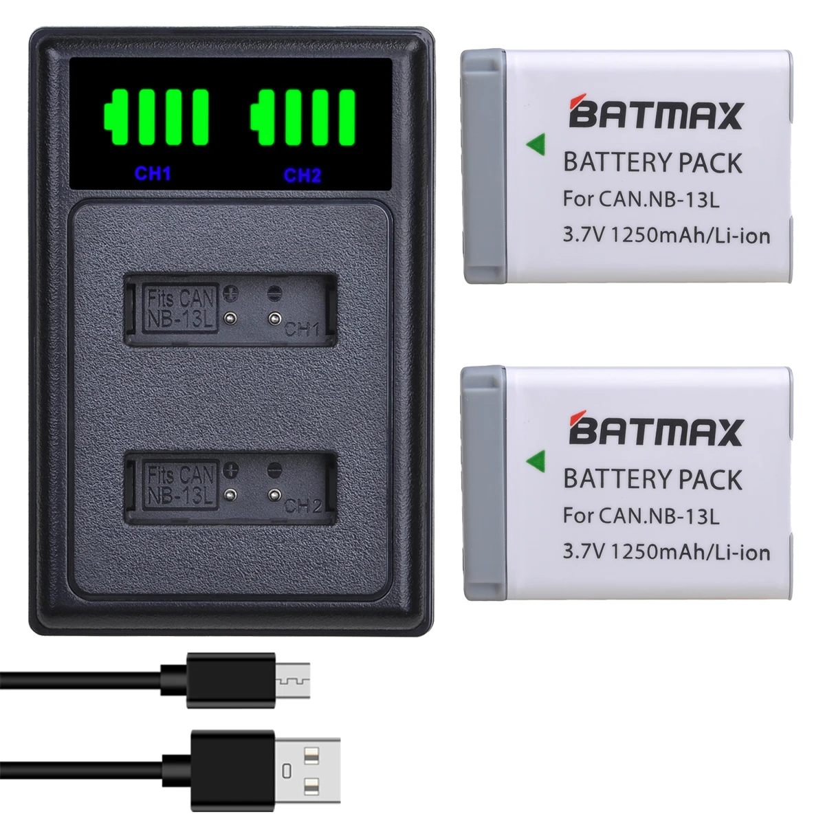 

Batmax NB-13L NB 13L NB13L Battery+LED Dual Charger with Type C Port for Canon PowerShot G5X G7X G9X G7 X Mark II G9 X,SX620