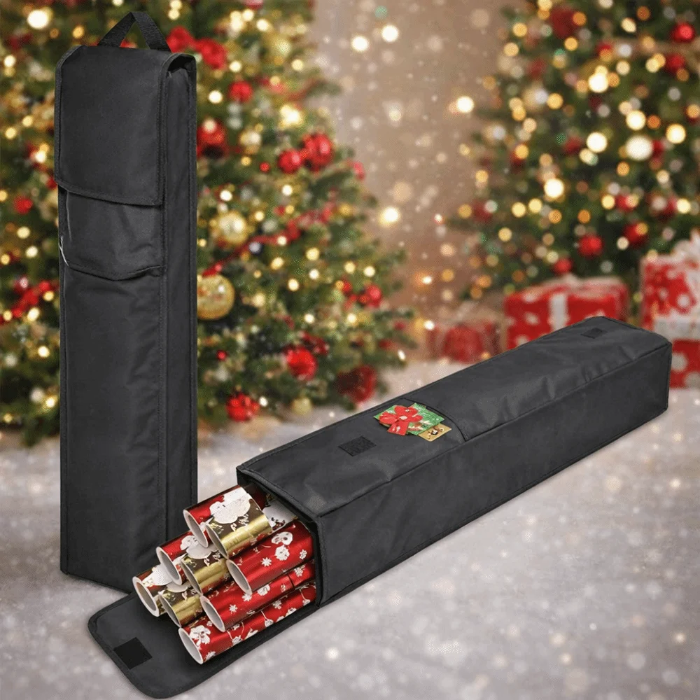 

Органайзер для упаковочной бумаги из ткани Оксфорд, настенный, большой емкости, для рулонов подарочной упаковки, с боковым карманом и ручкой